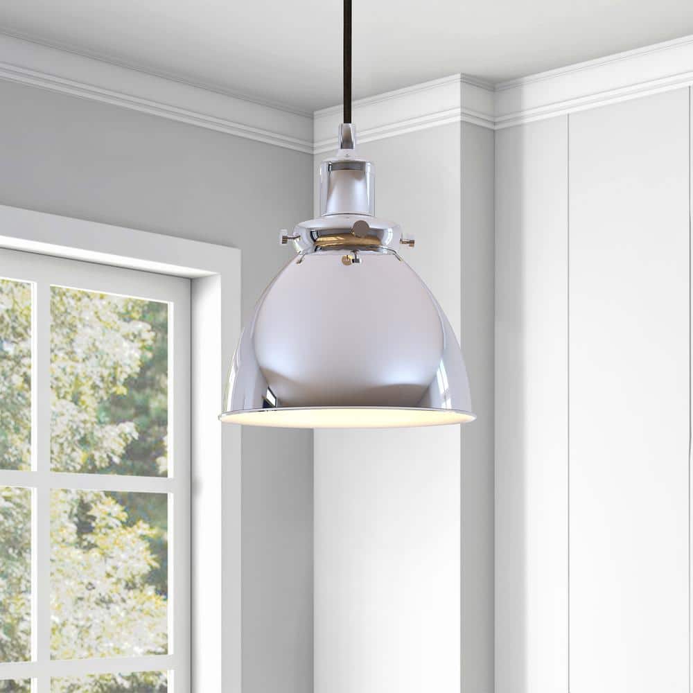 Madison 8" Industrial Bowl Pendant in Polished Nickel