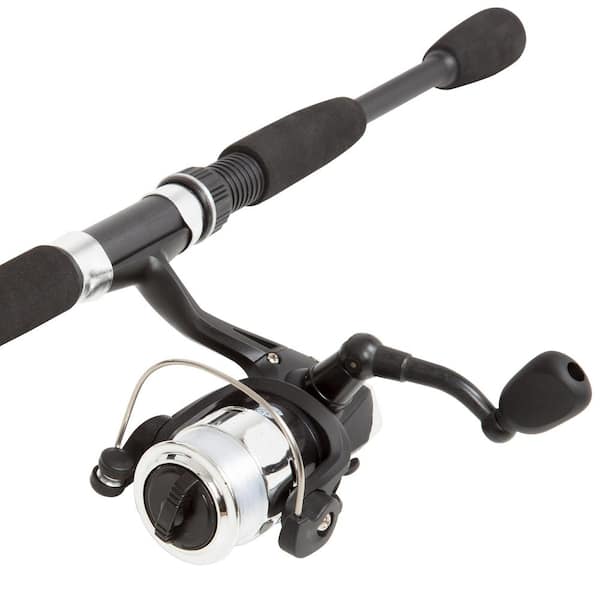 65 in. Pole Fiberglass Fishing Rod and Reel Combo - Portable, Size 20 Spinning  Reel in Black (2-Piece) 641203IBF - The Home Depot