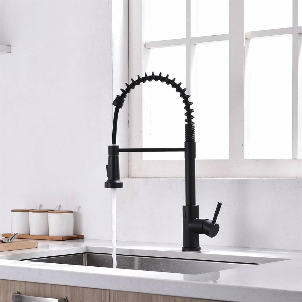 Matte Black Touchless Pull Down Kitchen Faucet with Spray