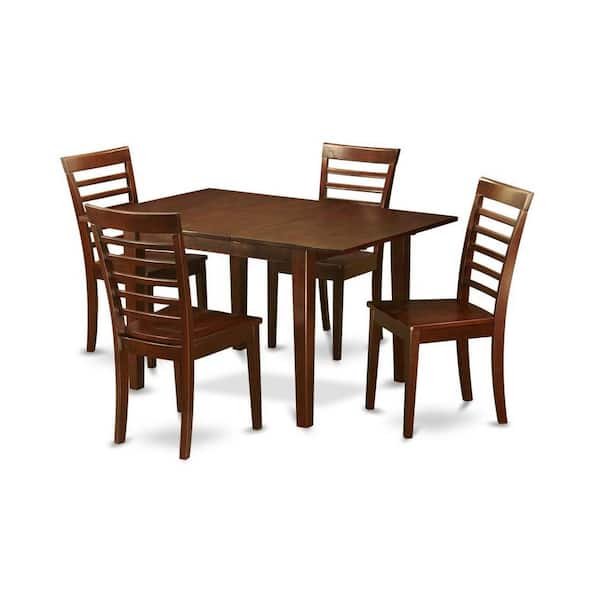 East West Furniture 5-Piece Mahogany Finish Solid Wood Top - Dining Room Set - Seats 4
