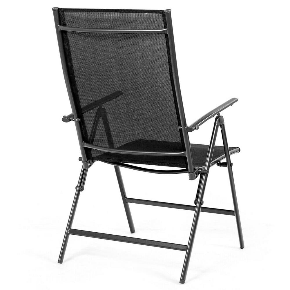 Set of 2 Black Adjustable Folding Patio Dining Chairs
