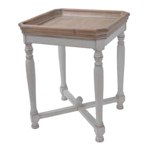 Alcott 20 in. Aged White Wood Square Side Table