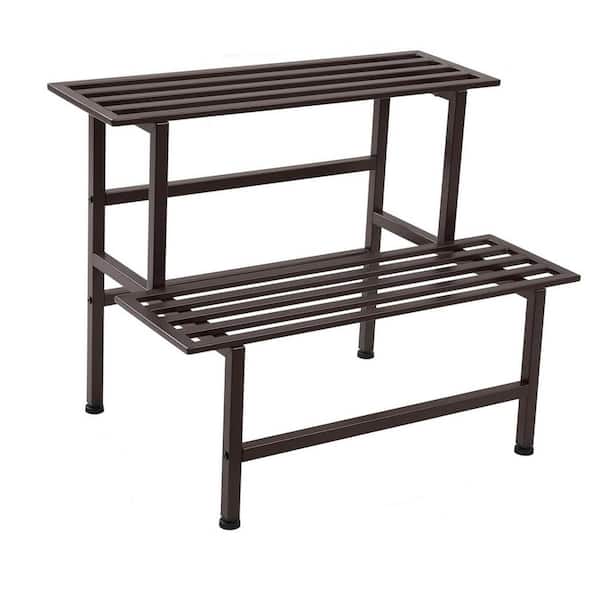 2-Tier Coffee Metal Plant Stand(26 in. H W x 10.1 in. H