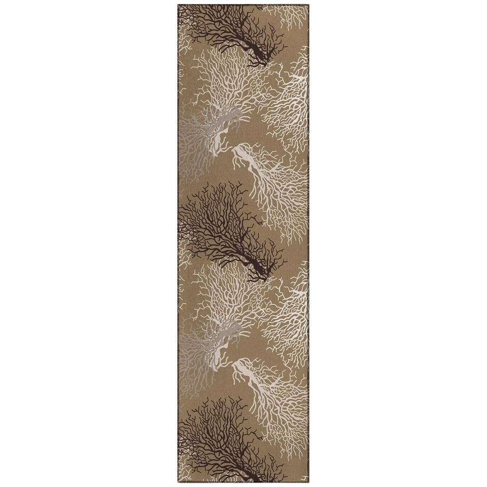 Surfside Taupe 2 ft. 3 in. x 7 ft. 6 in. Geometric Indoor/Outdoor Area Rug