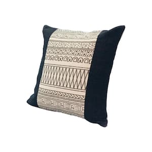 Aztec Black Square Cotton Throw Pillow 18 in. x 18 in.