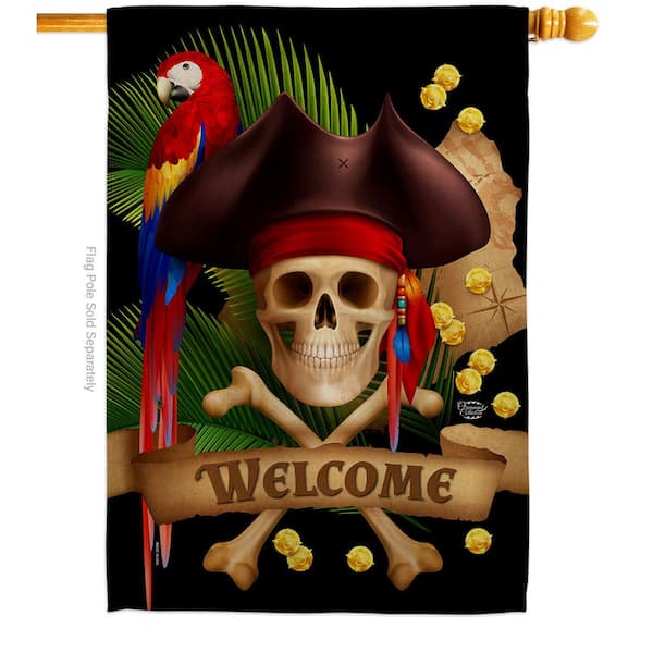 Ornament Collection 28 in. x 40 in. Pirate Ahoy Mate Coastal House Flag Double-Sided Decorative Vertical Flags