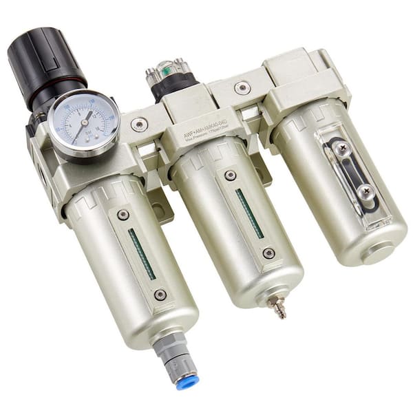 Air Compressor Filter Regulator, 1/2 in. NPT 3-Stage Air Drying System with Micron Filters and Desiccant Dryer