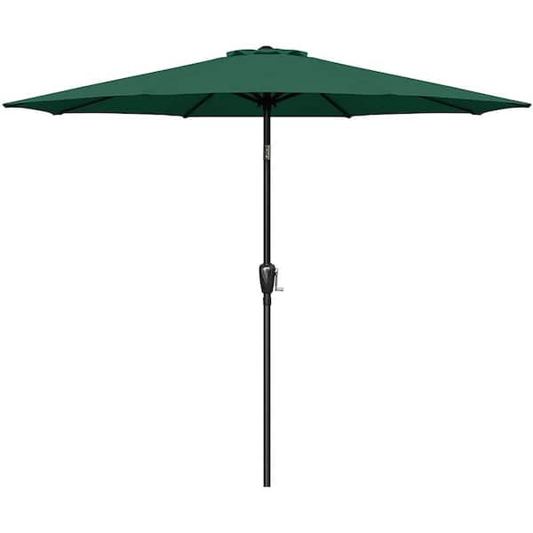 Sudzendf 9 ft. Patio Outdoor Table Market Yard Umbrella with Push Button Tilt/Crank, 6-Sturdy Ribs in Green