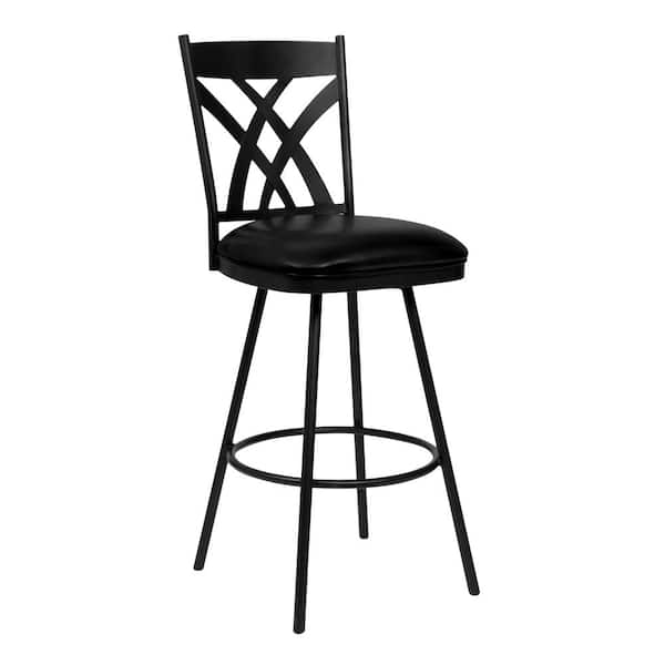 Armen Living Dover 30 in. Bar Height Bar Stool in Matte Black and Black Faux Leather