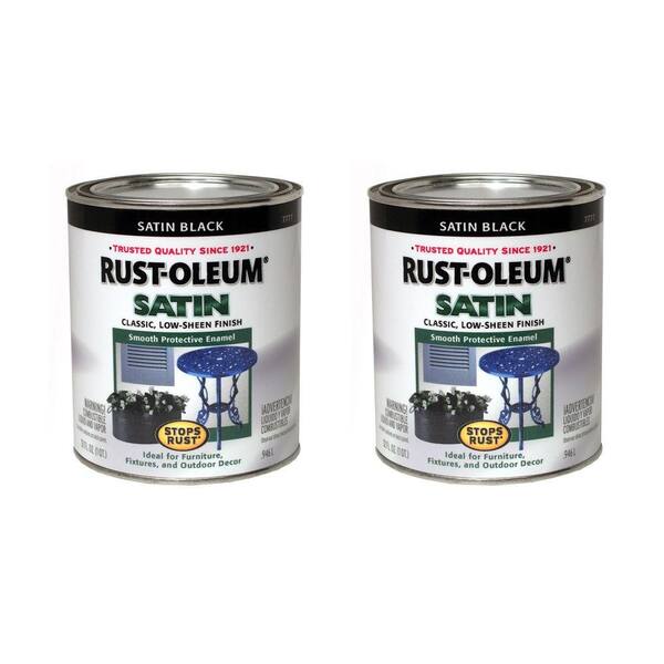 Rust-Oleum Stops Rust 32 oz. Satin Black Protective Enamel (2-Pack)-DISCONTINUED