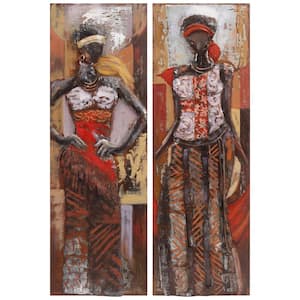 ''Miss-tic and Elegance'' Mixed Media Iron Hand Painted Dimensional Wall Art (Set of 2)