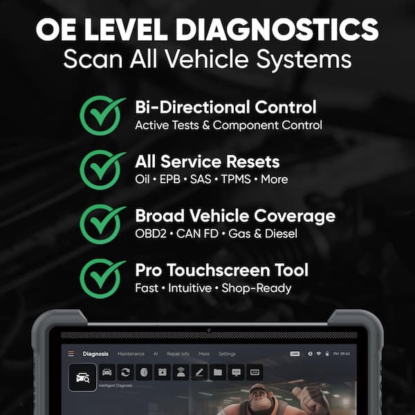 12 in. Professional Automotive Diagnostic Scan Tool Advanced Vehicle Diagnostics OBD2 Scanner - Thinkcar Platinum 394