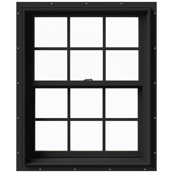 JELD-WEN 29.375 in. x 36 in. W-2500 Series Bronze Painted Clad Wood Double Hung Window w/ Natural Interior and Screen