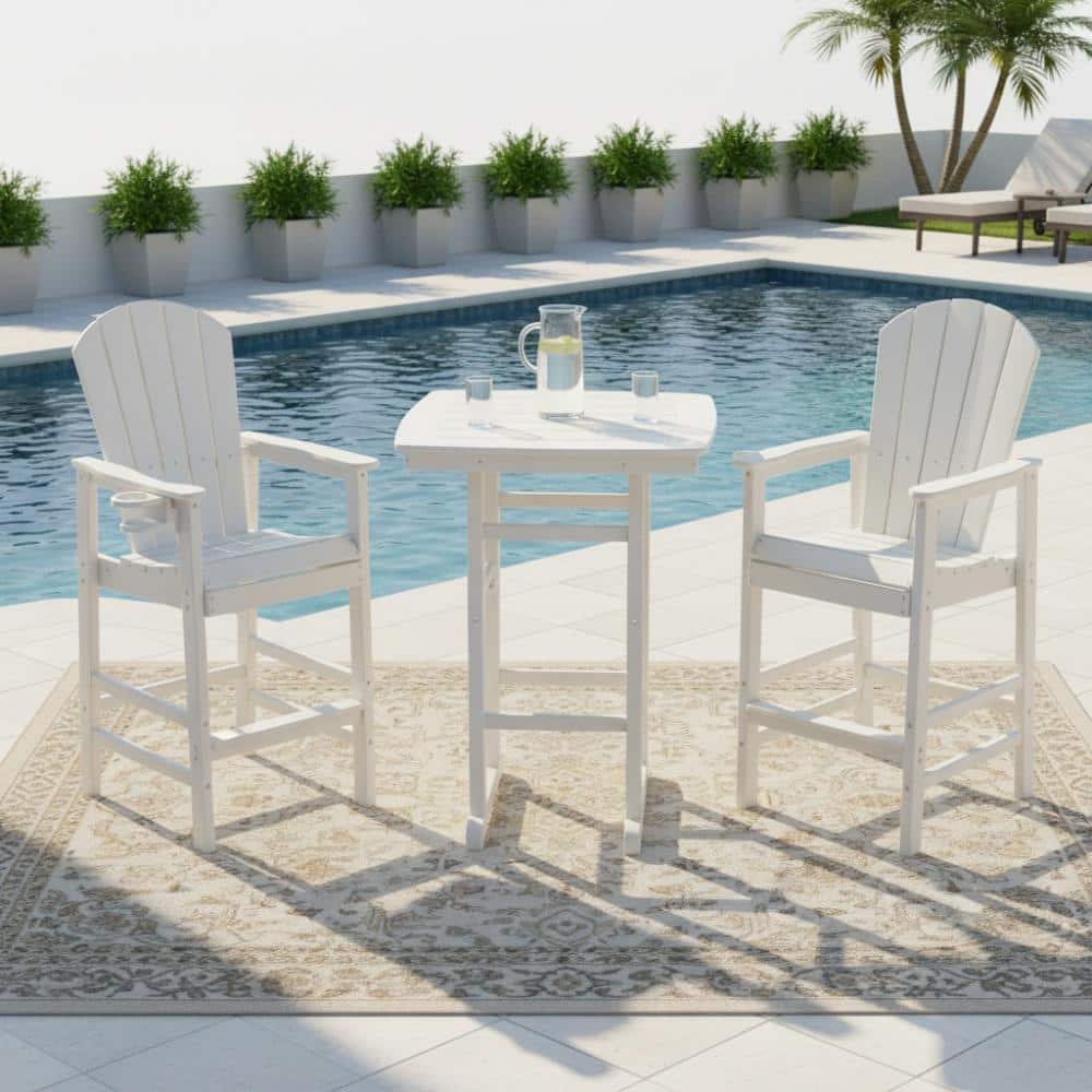 3-Piece White HDPE Bar-Height Patio Set with Table + 2 Bar Chairs price history on PriceWatchPro