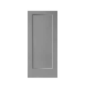36 in. x 80 in. Light Gray Stained Composite MDF 1 Panel Interior Door Slab For Pocket Door