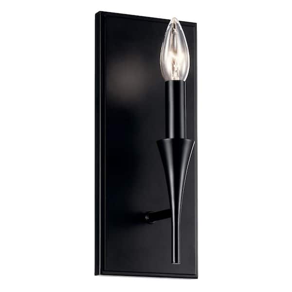 KICHLER Alvaro 1-Light Black Modern Bathroom Indoor Wall Sconce Light