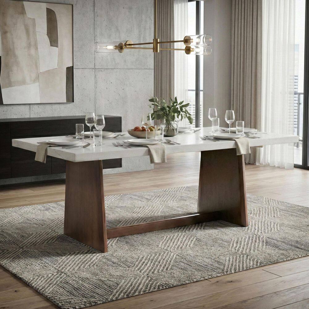Sheerum Modern Brown Genuine Marble Top 70 in. Trestle Base Dining Table (Seats 6) price history on PriceWatchPro