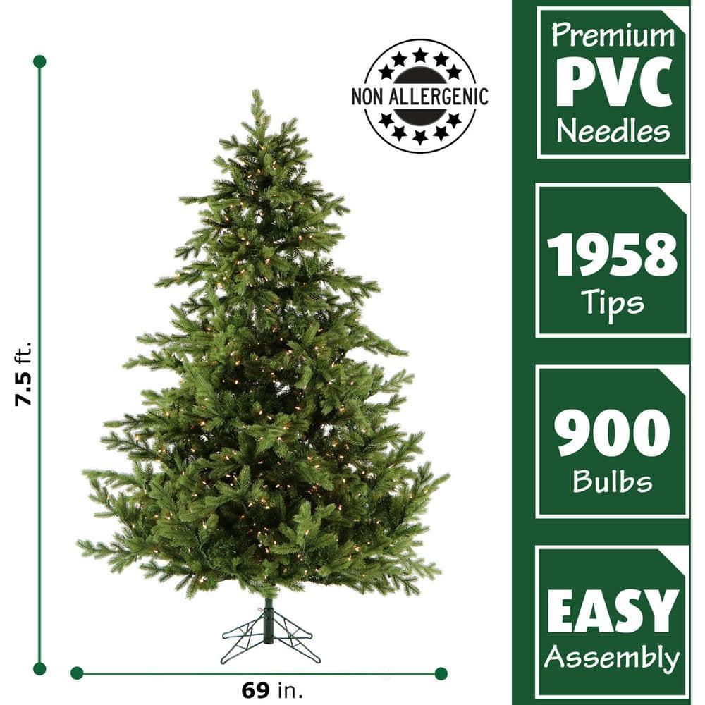 7.5-Ft White Foxtail Pine Artificial Christmas Tree with Smart Lights