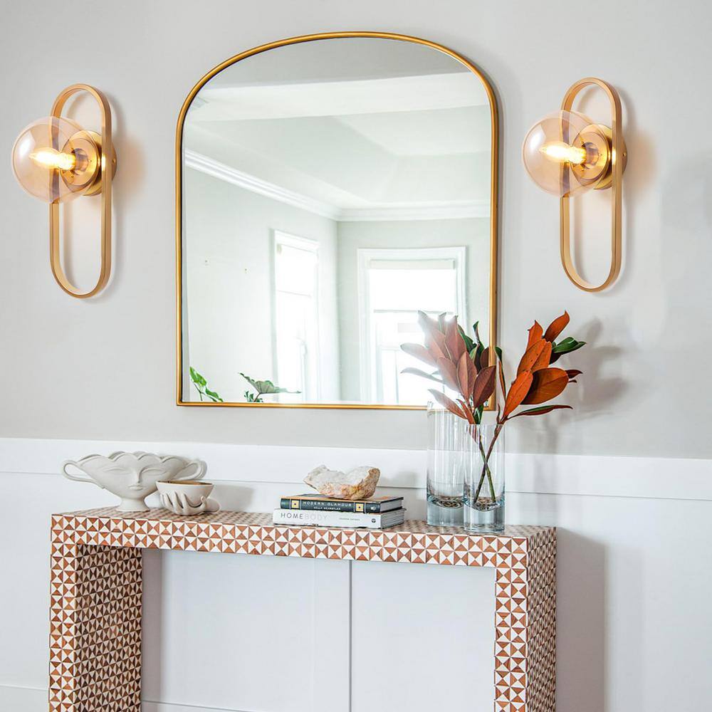 Modern Gold Metal Sconce with Clear Glass Globe Shade