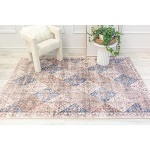 Cream 8 ft. x 11 ft. Indoor Soft Vintage Traditional Distressed Area Rug