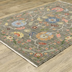 Lavista Gray/Multi-Colored 2 ft. x 6 ft. Persian Oriental Wool/Nylon Blend Indoor Runner Area Rug