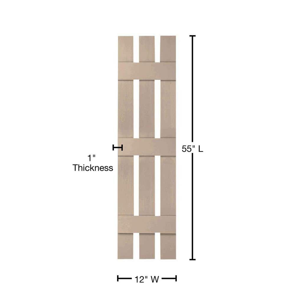12" x 55" Wicker Vinyl Board and Batten Exterior Shutters