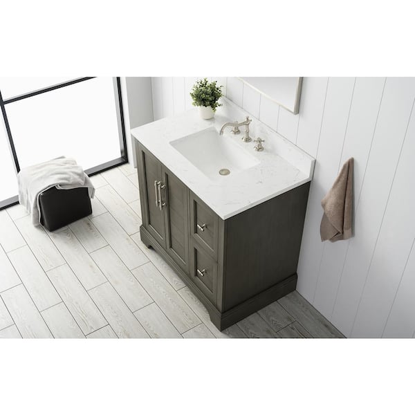 Vanity Art Chambery 36 in. W x 22 in. D x 34.5 in. H Bathroom Vanity in Silver Grey with Engineered Marble Top