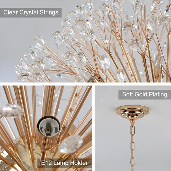 クリアアクリル ゴールド インテリアライト CM MZY Modern Gold Sputnik Chandeliers, 9-Light Satellite