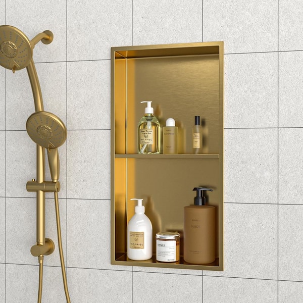 13 in. W x 25 in. H x 3.94 in. D Stainless Steel Shower Niche (Set of 2) Pieces in Gold