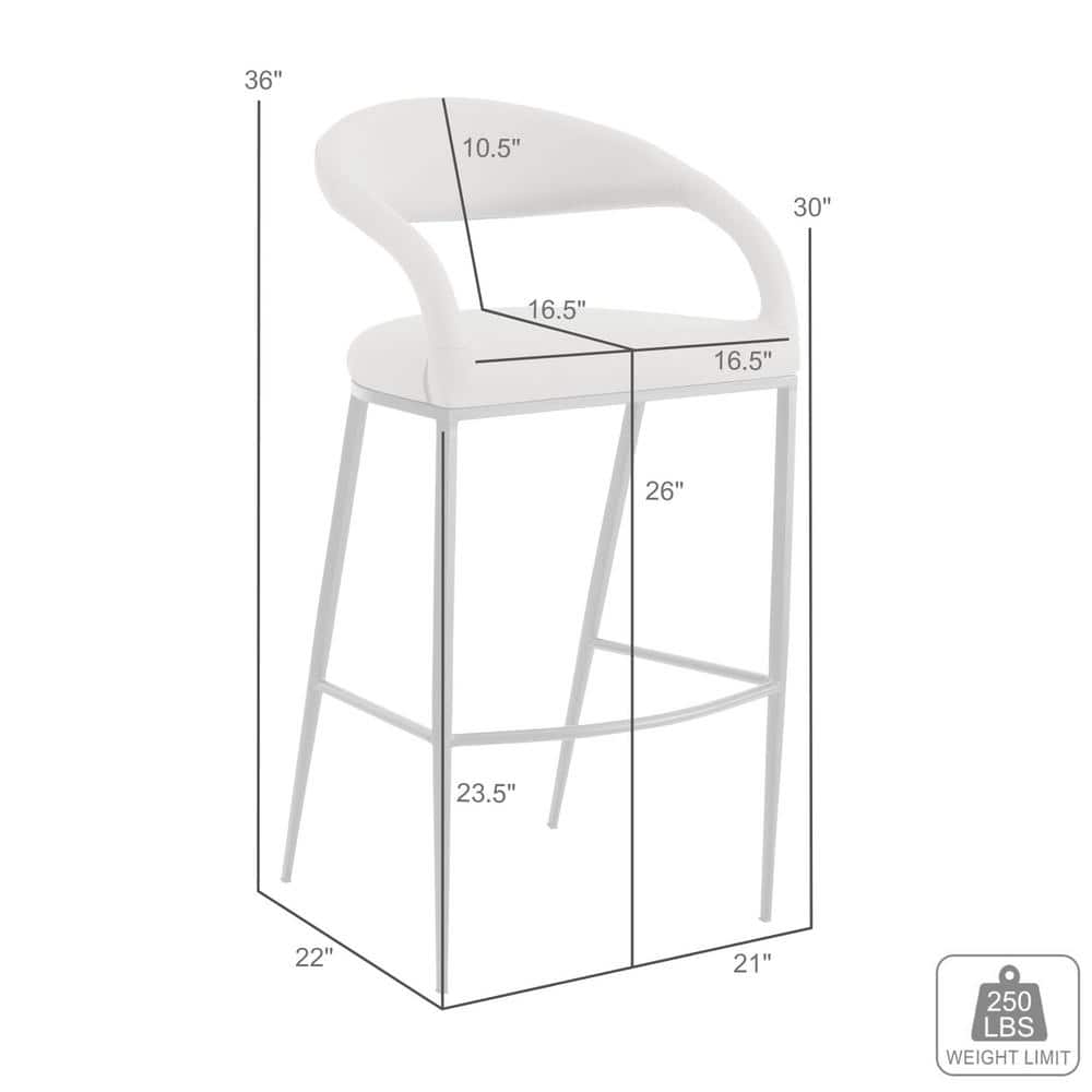 Ramona 26" Beige Faux Leather and Black Metal Counter Stool