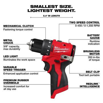 M12 12-Volt Lithium-Ion Brushless Cordless Subcompact Drill and Impact Driver Combo Kit w/2 Batteries and Bag (2-Tool)