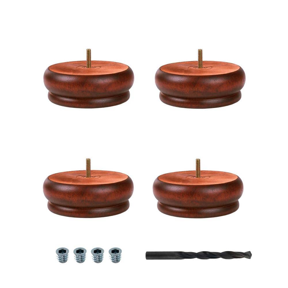 2 in. x 5-1/2 in. Stained Cherry Solid Hardwood Round Bun Foot (4-Pack) price history on PriceWatchPro