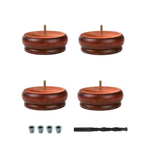 2 in. x 5-1/2 in. Stained Cherry Solid Hardwood Round Bun Foot (4-Pack)