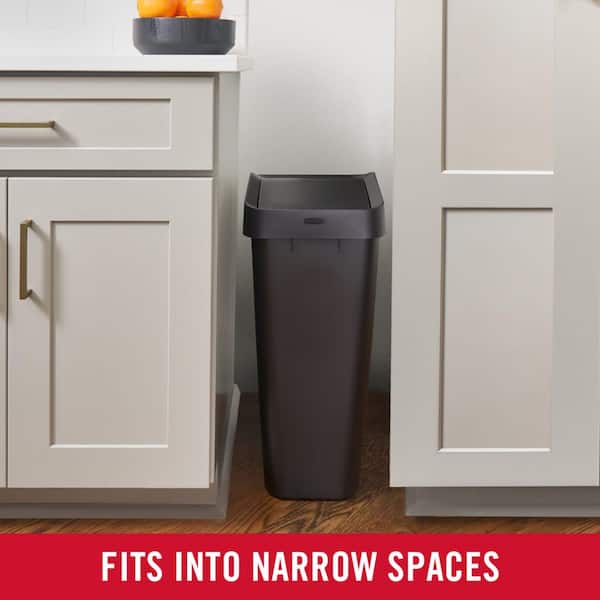 12.2 Gal. Swing Top Indoor Trash Can, Lid to Help Contain Odors, Secure LinerLock, Slim Space-Saving Bin for Kitchen