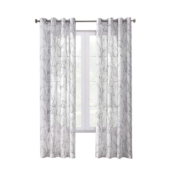 Habitat Liberty White Polyester Chiffon 52 in. W x 63 in. L Grommet Indoor Light Filtering Curtain (Single-Panel)