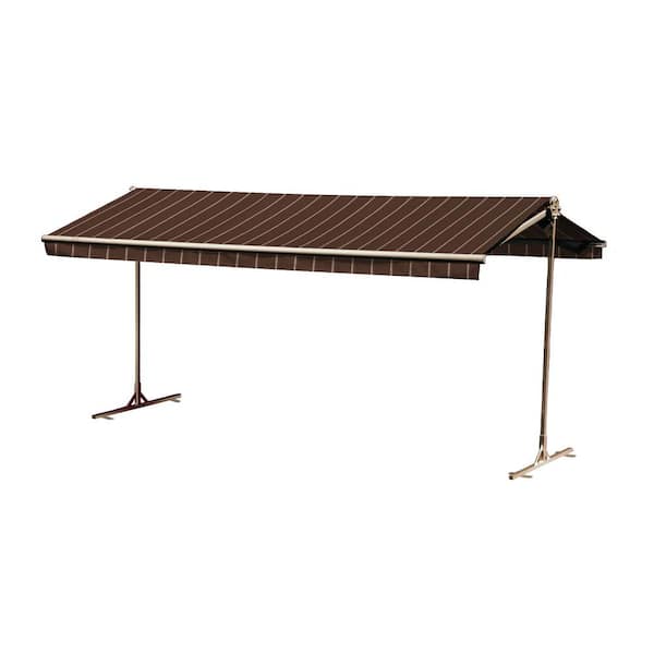 Bali Essentials 12 ft. Oasis Freestanding Motorized Retractable Awning (120 in. Projection) with Remote in Mocha