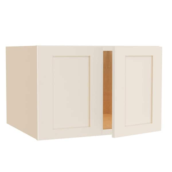 Home Decorators Collection Newport 27 in. W x 24 in. D x 18 in. H Assembled Plywood Wall Bridge Kitchen Cabinet in Blended Cream with Soft Close