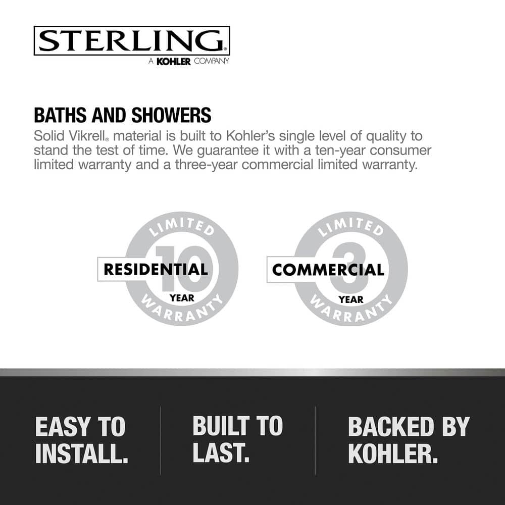 Sterling White Vikrell 60" x 36" Shower Kit with Seat