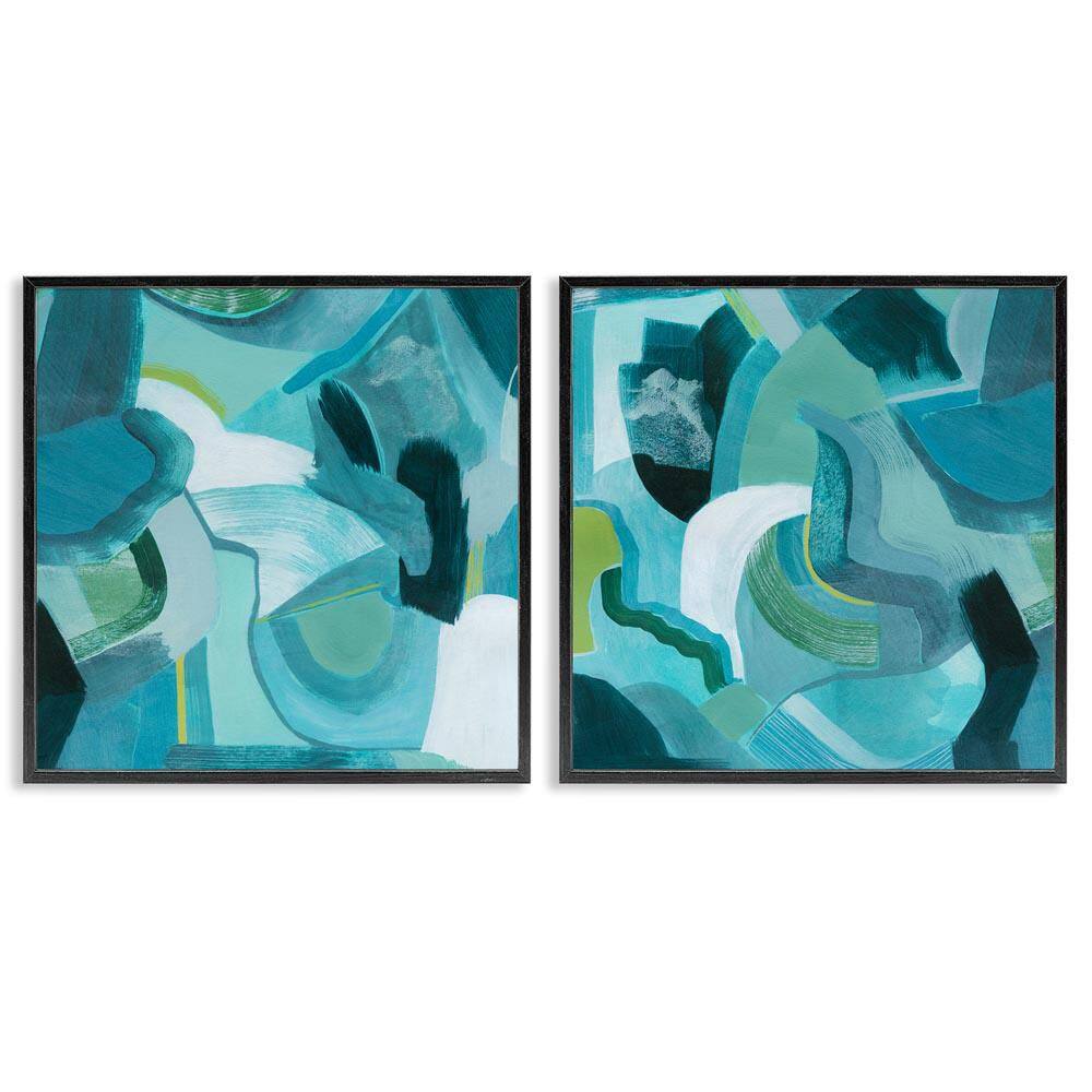 Energetic Blue Patterns by Grace Popp 2 Pieces Black Framed Abstract Giclee Art Print 12 in. x 12 in. price history on PriceWatchPro