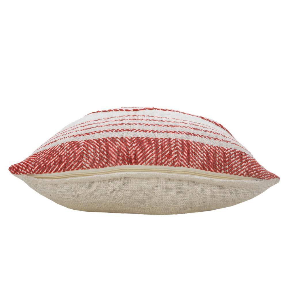 Coastal Edge Red and White Geometric Diamond Throw Pillow