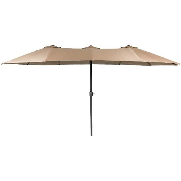 Suncrown 15 ft. Aluminum Market Double-Sided Patio Umbrella in Beige
