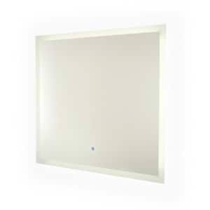 Landscape 35.5 in. W x 31.5 in. H Frameless Rectangular LED Light Bathroom Vanity Mirror in Grey