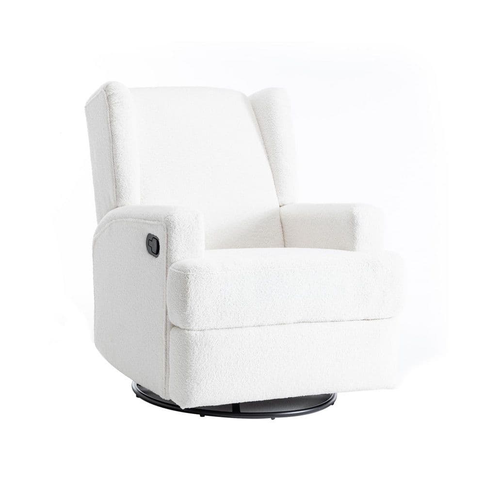 Beige Teddy Fabric Wingback Manual Swivel Rocker Recliner with Metal Base(Set of 1) price history on PriceWatchPro