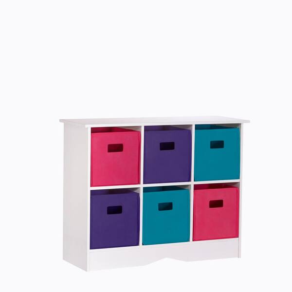RiverRidge Home 32 in. x 25 in. 6-Bin White/Jewel Storage Cabinet
