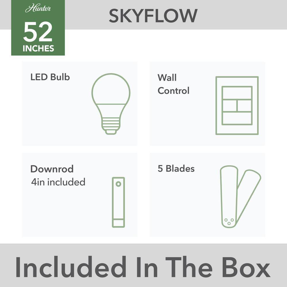 Skyflow 52" Matte Silver 5-Blade Ceiling Fan with LED Light and Remote