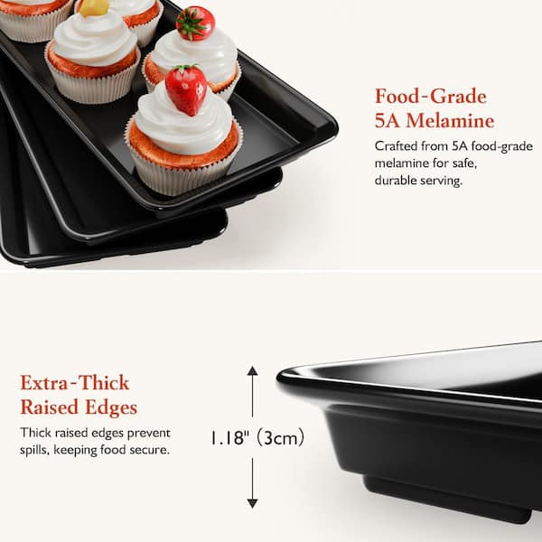 KHKFY Steel 3-Tier Melamine Serving Tray Set with Metal Stand 12