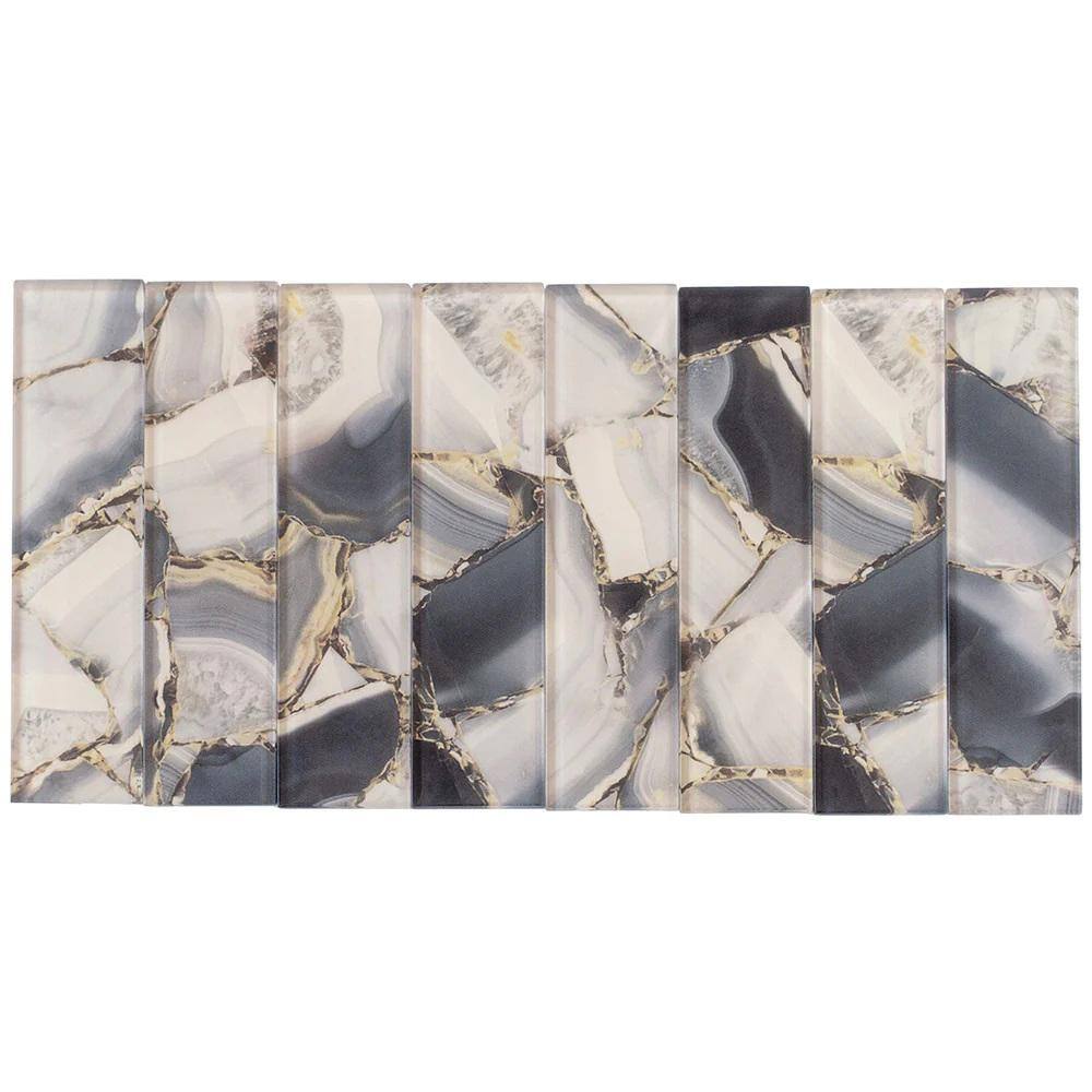 Carnelian 3" x 12" Glossy Gray Glass Subway Tile