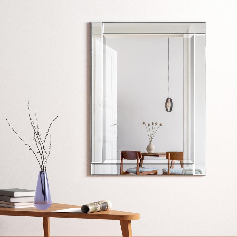 Elegant Full-Length 30x40 Silver Wood Framed Beveled Mirror
