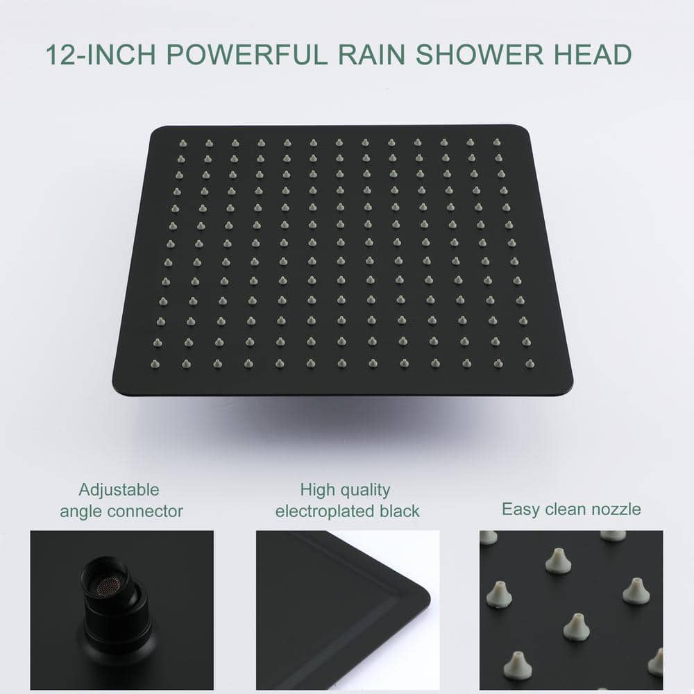 Matte Black Wall-Mounted Multi-Head Shower System with Handheld