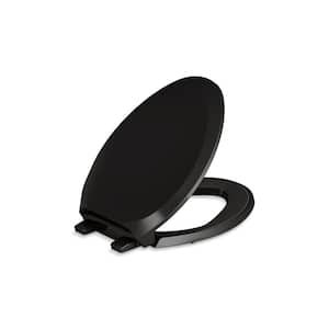 French Curve Elongated Closed Front Toilet Seat in Black